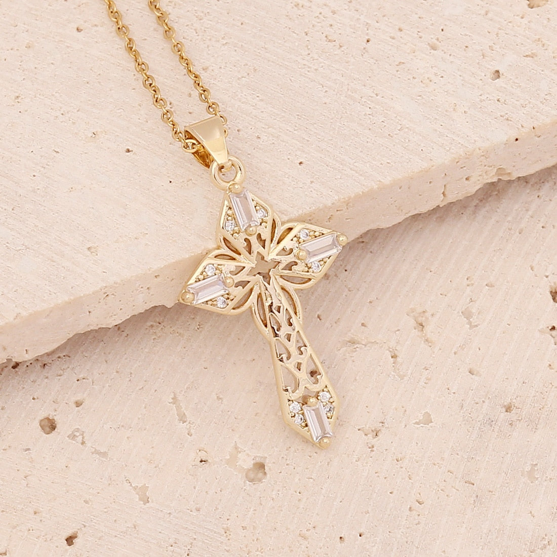 Gold Plated Cross Pendant Necklace